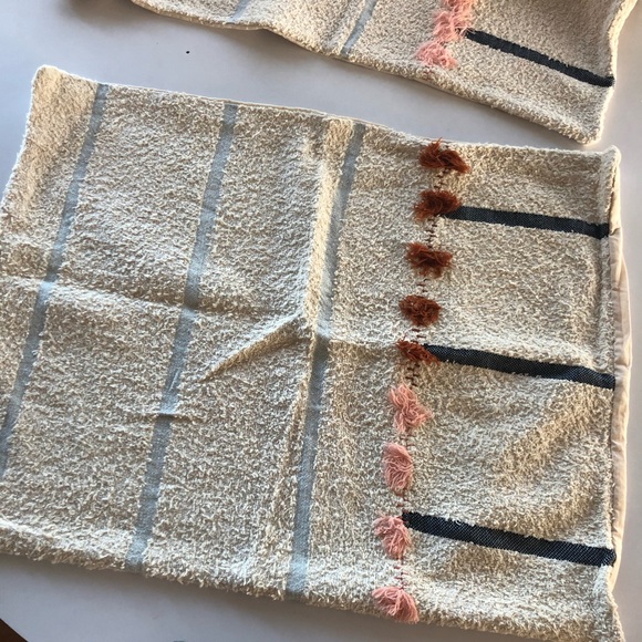 Anthropologie All Roads tassel pillow shams. Beige, pink, blue southwest striped - Picture 10 of 10